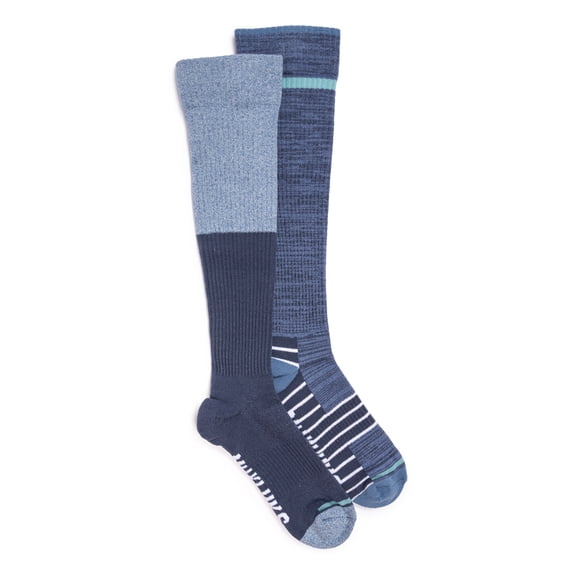 MUK LUKS Women's Regular Width Compression Cotton Knee-High Socks, 2-Pack, Shoe Sizes 6-10