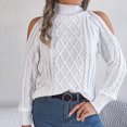 thumbnail image 6 of UAMVSH Cold Shoulder Sweaters for Women Turtleneck Tops Fall Comfy Long Sleeve Soft Cable Knitted Pullovers Trendy Going out Sweaters(X-Large,White), 6 of 7