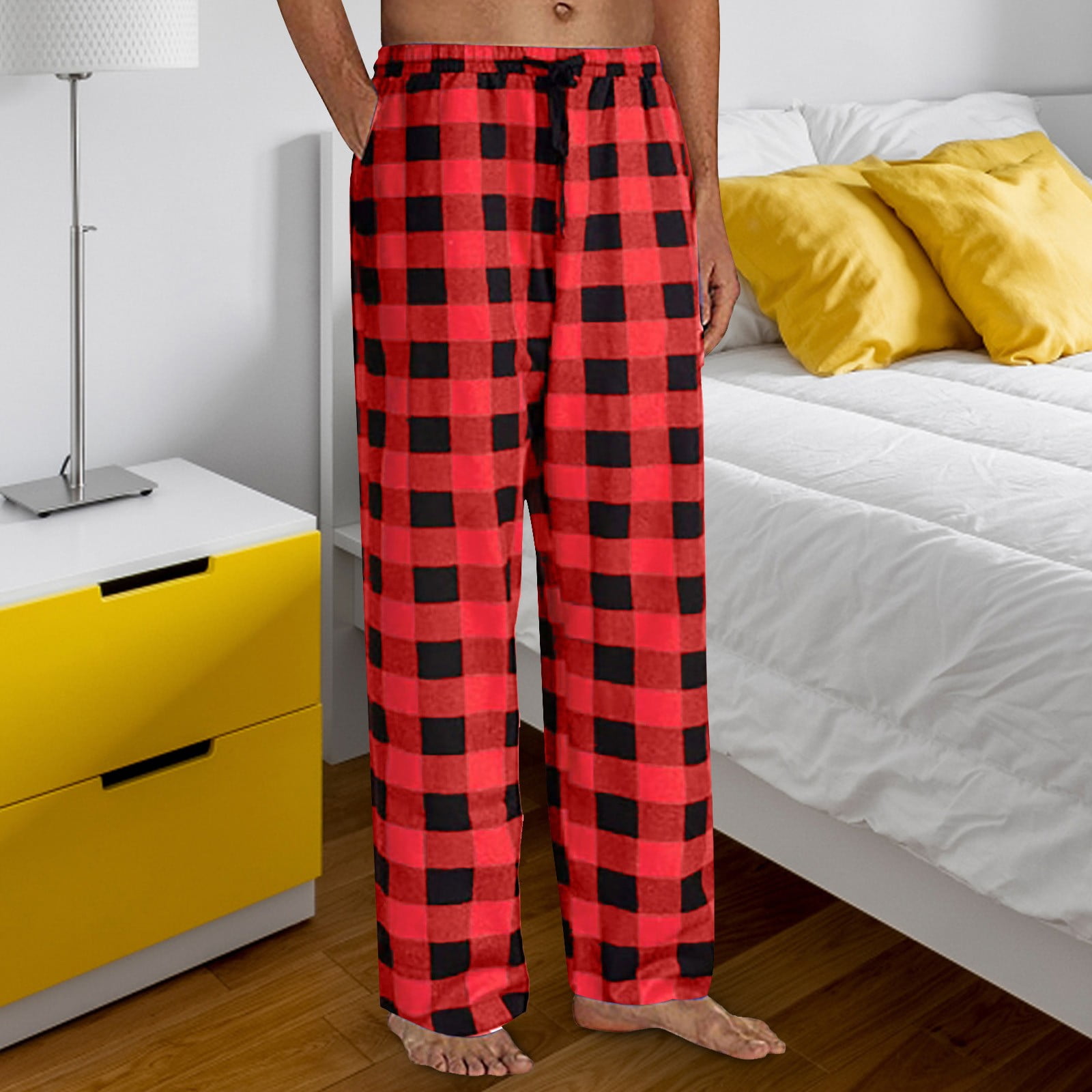 Aligament Drawstring Elastic Waist Casual Fashion Plaid
