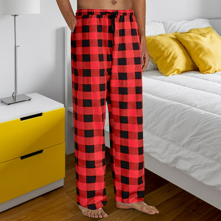 Green Sweatpants Mens Pajamas Plaid Pajama Pants Sleep Long Pant With  Pockets Soft PJ Bottoms Classic Home Wear Elastic Waist