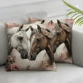 thumbnail image 3 of nygtbtfer Two Horse Head Throw Pillow Cover Pack of 2 Floral Heart Romantic Funny Animal Modern Pillow Covers Pink Velvet Washable Soft Living Room Decor Bedroom Cushion Pillow  White, 3 of 7