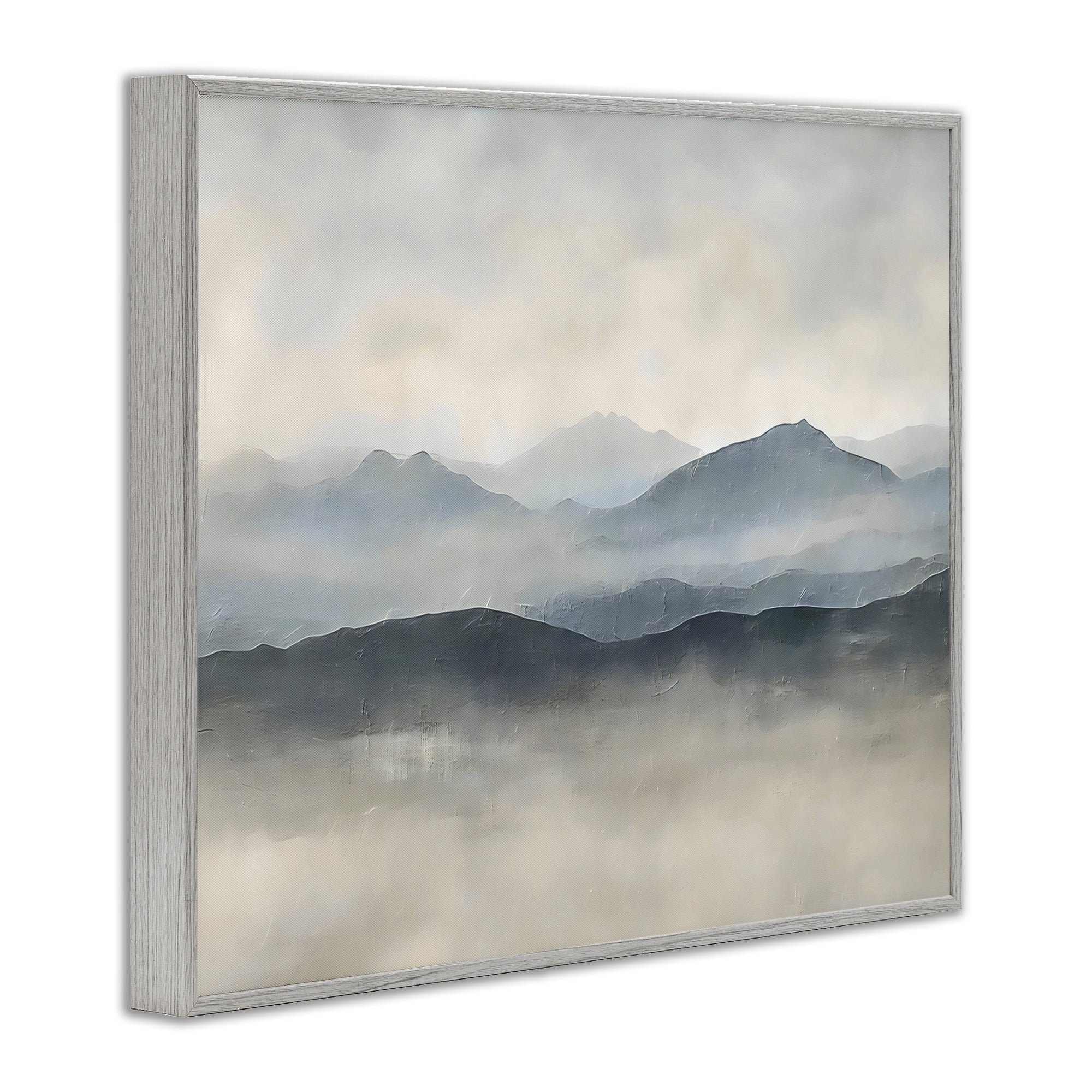 Stupell Industries Misty Muted Mountainscape Gray Framed Giclee Art, design by Riley B