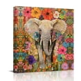 thumbnail image 3 of Canvas Wall Art Elephant Canvas Art Print Animal Floral Garden Oil Paint Style Pictures Wall Decor for Living Room Bedroom Artwork Decorations Stretched Framed Ready to Hang 16"x16", 3 of 9