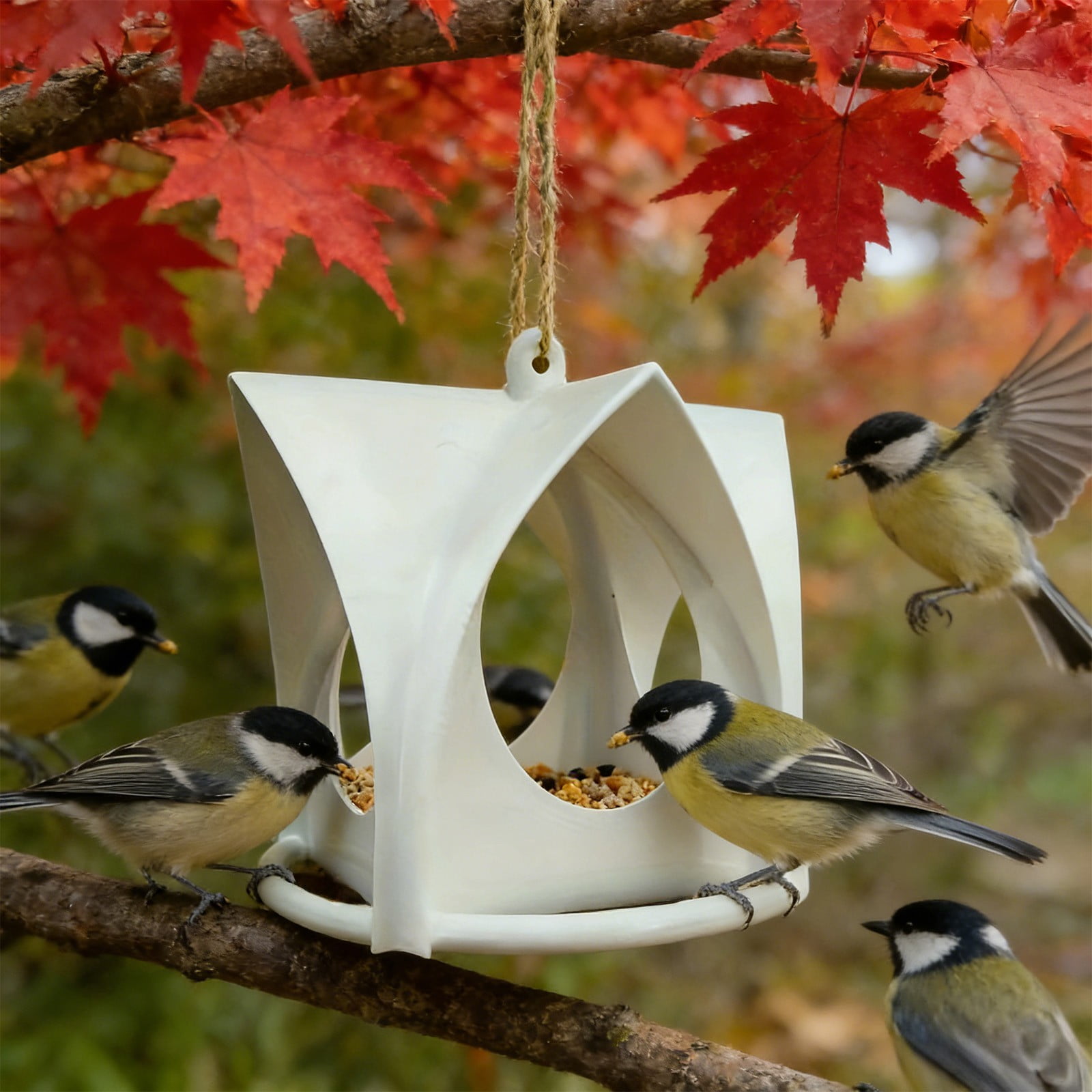 Lunxisen 3 Pcs Bird Feeders for Outdoors Hanging Separate Compartments, Feeding Ports, Weatherproof, Large Capacity