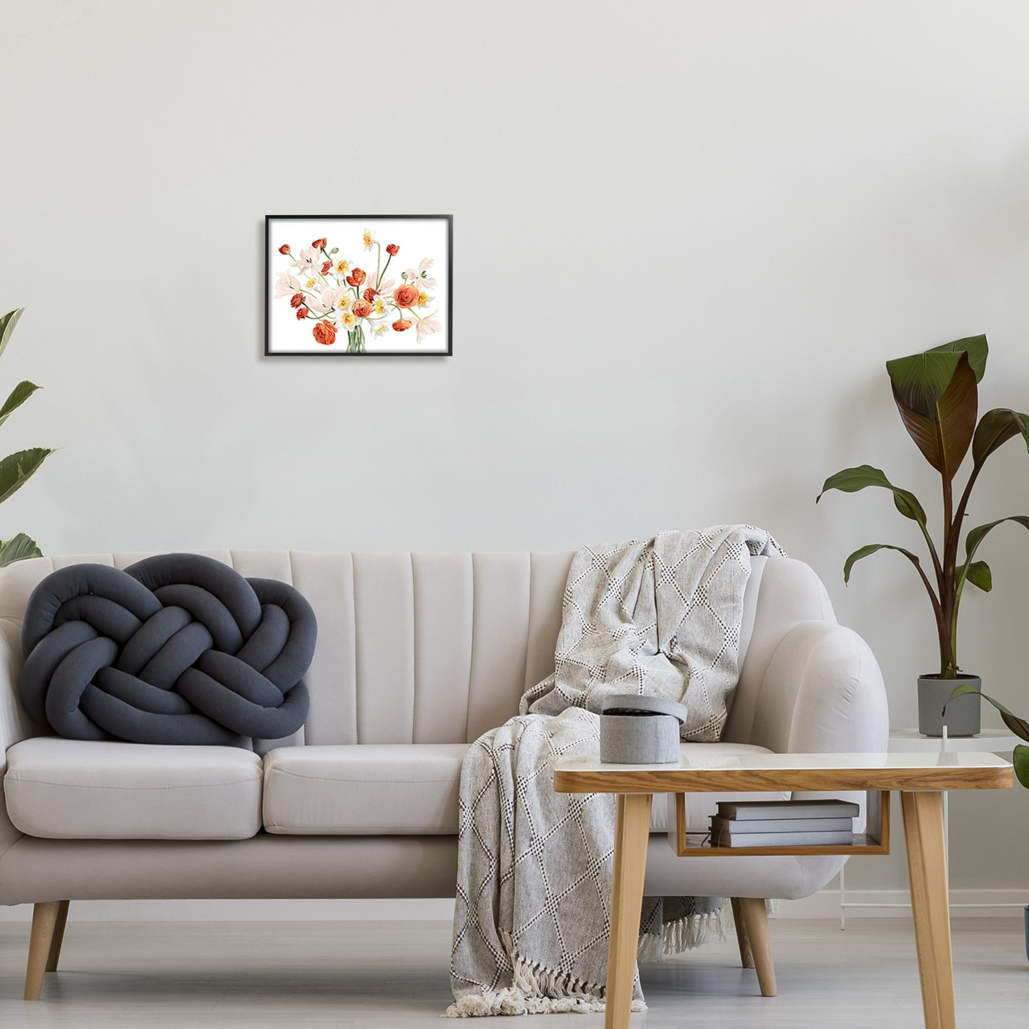 Stupell Industries Minimal Intertwining Orange White Flower Bouquet , 20 x 16, Design by Grace Popp
