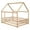Natural(House-Shape), variant on Twin Size House Floor Bed, Wood Montessori Bed Frame with Fence Guardrails, House Beds for Bedroom（Twin,White)