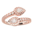 thumbnail image 2 of KEEVA JEWELS 0.85 Carat Pear & Round Cut Lab Created Diamond Bypass Ring for Women, Made in Rose Gold Plated Silver Size 7.5, 2 of 6