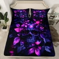 thumbnail image 2 of Manfei Gothic Skull Bed Sheets,Spooky Halloween King Sheets,Romantic Purple Flower Sheet Set For Girl Boys,Luxury Bedroom Decor,4 Pieces, 2 of 7