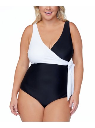 Raisins Curve Women's Lagide Cubana Plus Size One Piece Swimsuit - Black Ash, 16W, Nylon/Spandex