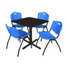 Regency 5-Piece 36" Square Table with Black Post Legs with 4 Stackable Chairs