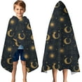 thumbnail image 3 of Dark Blue Sun Moon Wreath Pattern Hooded Bath Towel，50"x30" for Ages 3 To 12 Kids, Quick Dry Lightweight Soft Microfiber Hood Beach Towel Cover Up for Kids, 3 of 7