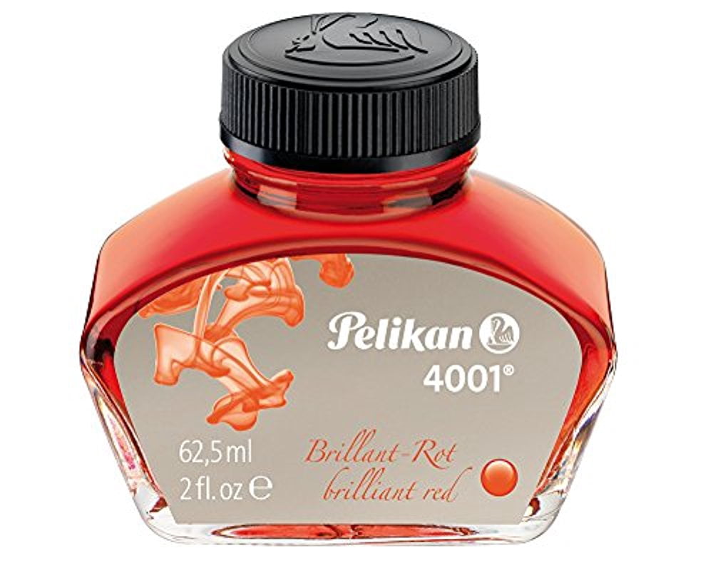 Pelikan 4001 Bottled Ink for Fountain Pens Brilliant Red 62.5ml (329169