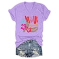 thumbnail image 4 of HOWPAY Summer T Shirts for Women Short Sleeve V Neck Tees Loose Fit Baggy Work Pullover Lightweight Comfy Vintage Y2K Streetwear Purple M, 4 of 4