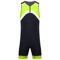 thumbnail image 3 of HULIJA Men's Sun Protection Jumpsuit Sleeveless Rash Guard Zipper Bodysuit Swimwear Surfing Bathing Fluorescent Green M, 3 of 7