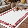 thumbnail image 4 of 3' x 5' Outdoor Rug, Red Geometric Outdoor Washable Rug Large Floor Carpet, Modern Key Greek Design Abstract Art Non Shedding Area Rug for Outside Patio RV Porch Deck Balcony Camping Living Room, 4 of 9