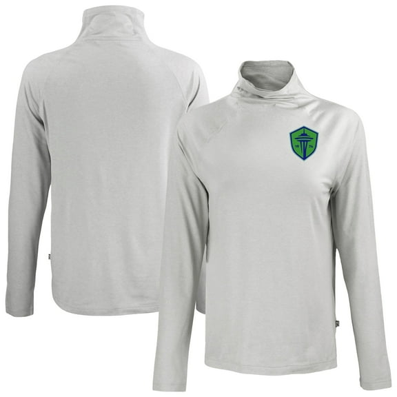 Women's-Cutter & Buck Gray Seattle Sounders FC Coastline Epic Comfort Eco Recycled Funnel-Neck Top