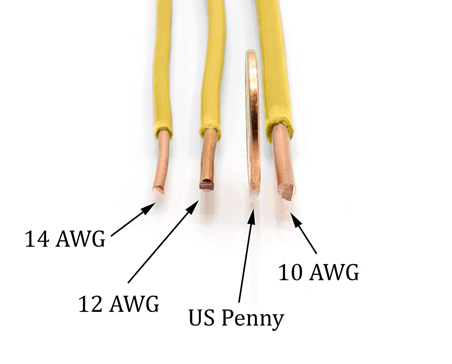 50 Feet (15 Meter) - Insulated Solid Copper THHN / THWN Wire - 14 AWG, Wire is Made in the USA, Residential, Commerical, Industrial, Grounding, Electrical rated for 600 Volts - In Yellow