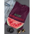 thumbnail image 3 of Buon Ferragosto Watercolor Melon T-Shirt Women -Image by Shutterstock, Female 3X-Large, 3 of 4