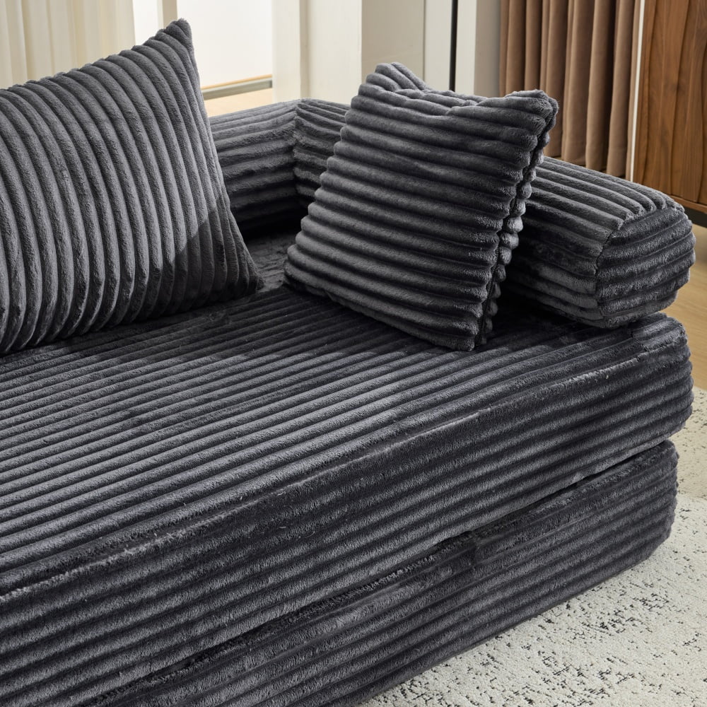 Ktaxon Convertible Sofa Bed, Pull-Out Sleeper Loveseat Couch with Oversized Back Pillow, Ideal for Living Room or Guest Use Dark Gray
