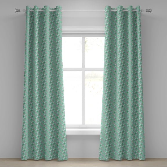 Ambesonne Funny Grommet Curtain, Rain Droplets Retro Art, 50" x 96", Green Pink