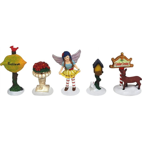 Set of 5 Fairytale Figurines Christmas Village Figurines Decoration Set Perfect Addition to Your Christmas Indoor Decorations & Snow Village Displays