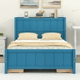 thumbnail image 2 of Full Size Platform Bed with Drawers and Storage Shelves, Wood Platform Bed Frame with Legs and Center Support, Full Storage Bed for Teen Adults, No Box Spring Needed, Blue, 2 of 9