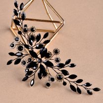 ERDOUY Bridal Flower Wedding Hair Pins Crystal Pearl Hair Combs Clips Headpiece Gold Wedding Hair Accessories Jewelry with Rhinestone for Brides Bridesmaids Women Girls (Black)