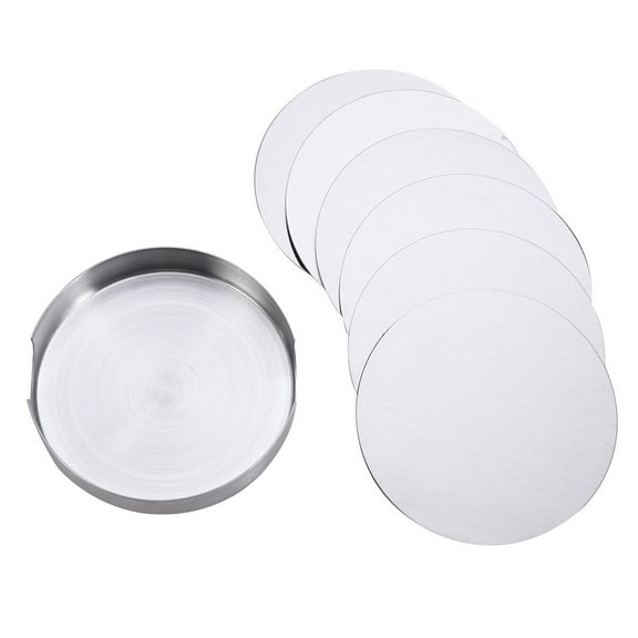 Eease 6pcs Stainless Steel Coasters Set with Base Holder