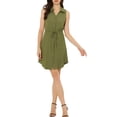 thumbnail image 2 of INSPIRE CHIC Women's Sleeveless Collar Button Down Tie Waist Belt Denim Shirt Dress XL Army Green, 2 of 6