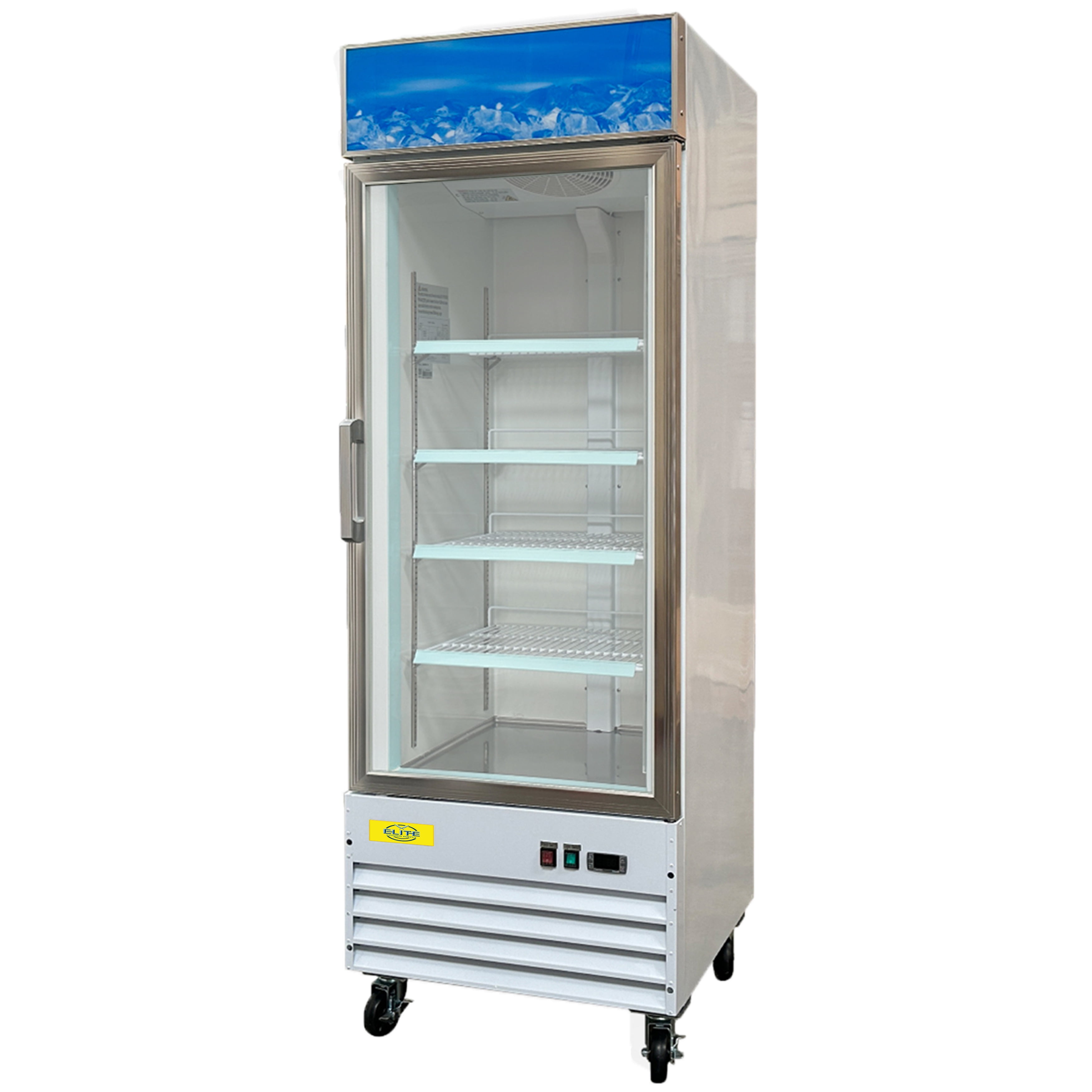 27 in. Auto-Defrost Singe Glass Door Stainless Steel Commercial Freezer 13 Cu. Ft. Commercial Merchandiser Display Freezer