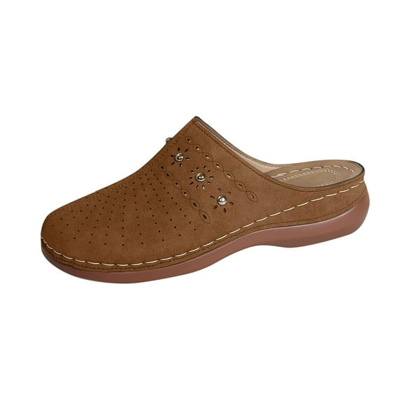 ShiShine Womens Perforated Studded Clog Mules Sandals Closed Toe Cushioned Everyday Casual Mules