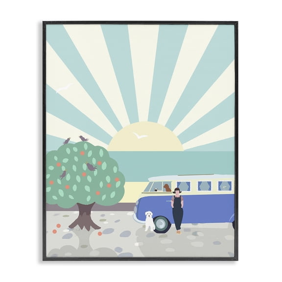 Stupell Industries Tropical Road Trip Stop Black Framed Giclee Art, 11 x 14, by Betty Boynes