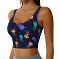 thumbnail image 2 of Kdxio Sea Jellyfish Print Workout Crop Tank Top for Women Racerback Yoga Tank Tops Athletic Sports Shirts Exercise Undershirts, 2 of 9