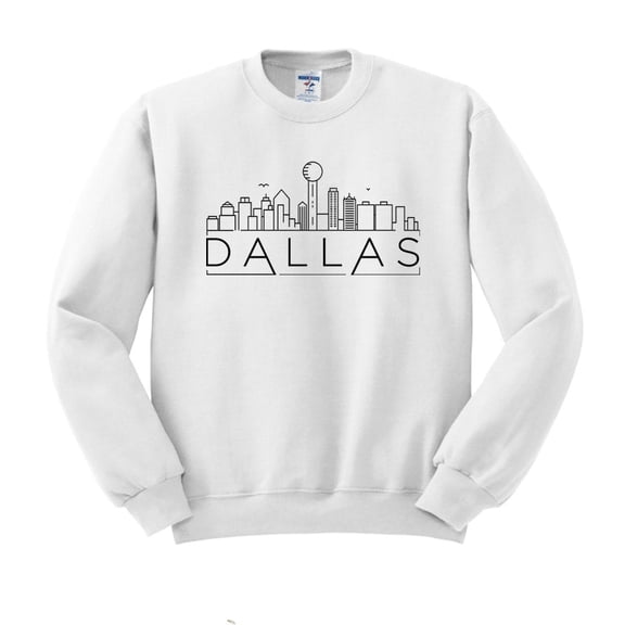 Skyline Dallas Texas Sweatshirt Unisex Large White