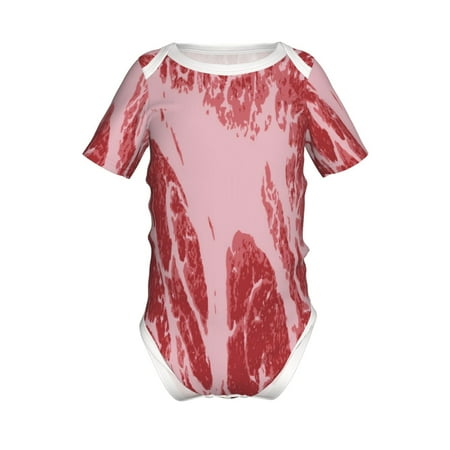 

Lukts Striped Meat Print Baby Short Sleeve Romper Onesie for Newborn Baby Boys and Girls-18 Months