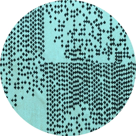 Ahgly Company Indoor Round Abstract Light Blue Modern Area Rugs, 3' Round