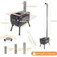 thumbnail image 3 of Lineslife Hot Tent Stove Wood Burning with Glass, Portable Camping Wood Stove with Windproof Chimney for Tent Shelter Outdoor Cooking Heating, Black, 3 of 9