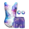 thumbnail image 3 of Gymnastics Leotard For Girls Marble Athletic Tumbling Outfits Sparkly Dance With Short, 3 of 7