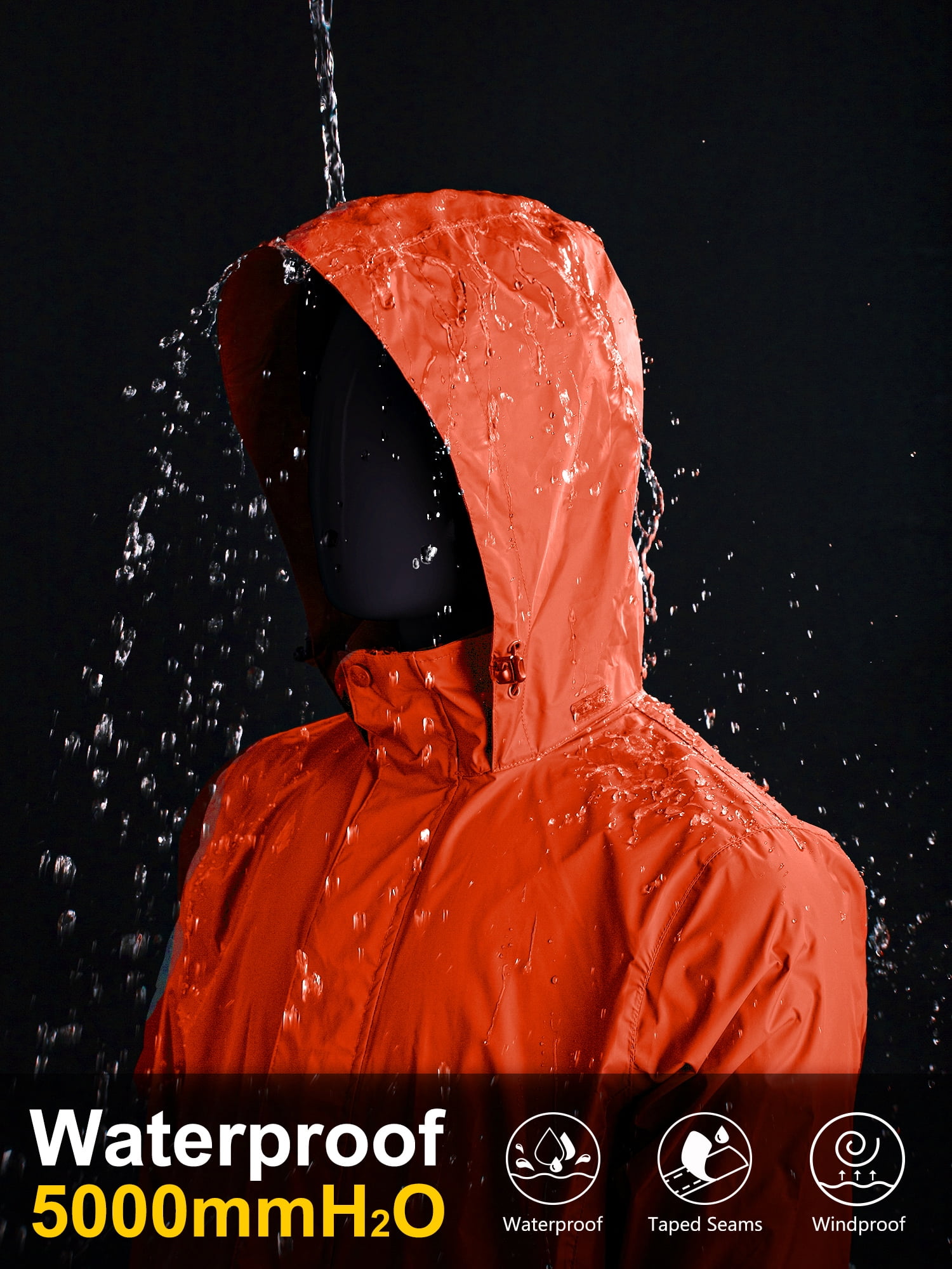 Free Shipping! 33,000ft Men's Packable Rain Jacket Hooded