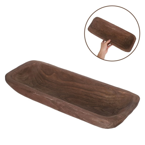 Milisten Rustic Wooden Fruit Tray Brown Decorative Bowl for Kitchen Storage and Display, Natural Wood Serving Tray