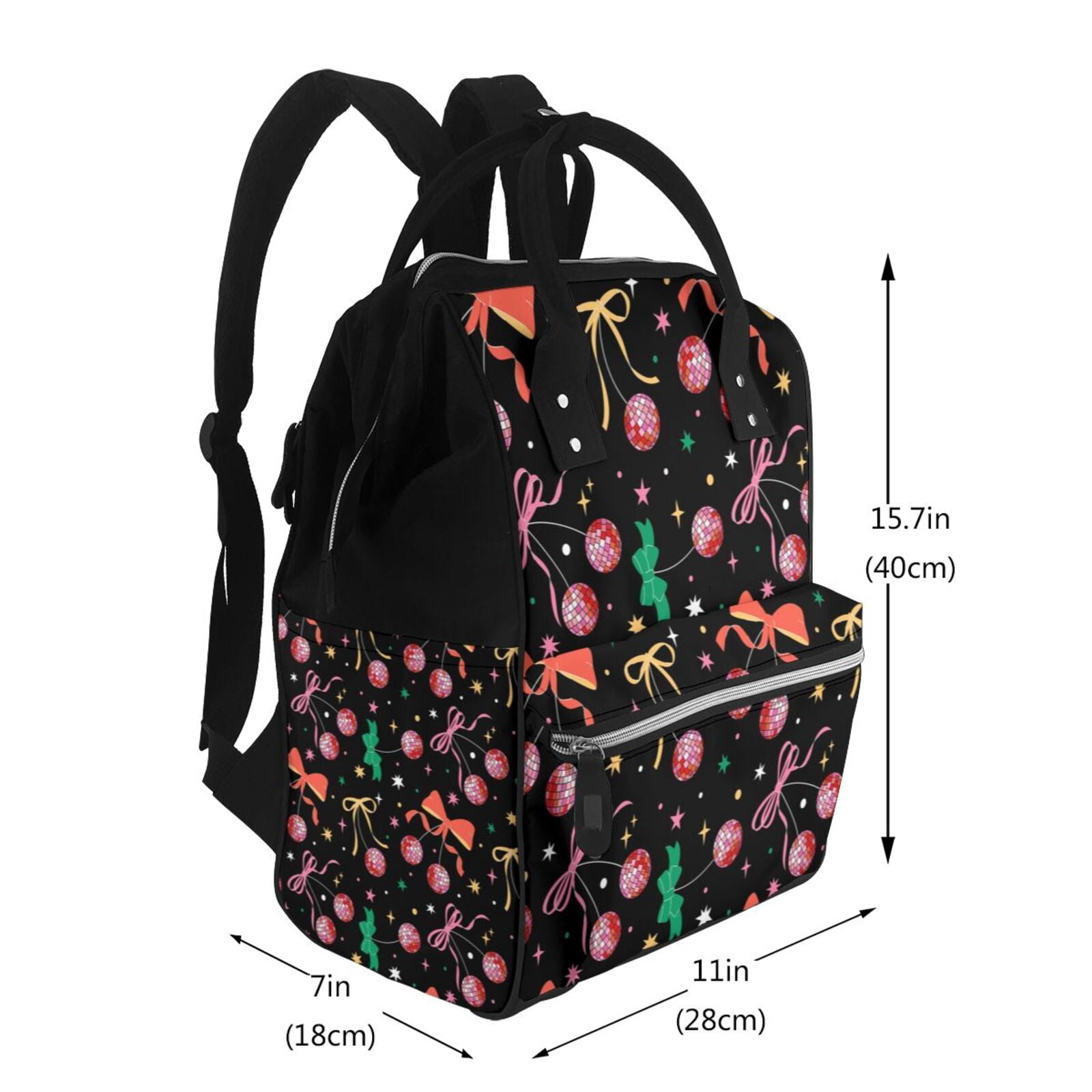 Ratiio Disco Mirror Ball Mummy Backpack - Waterproof Twill Canvas, Large Capacity Diaper Bag with Multiple Pockets and Adjustable Straps