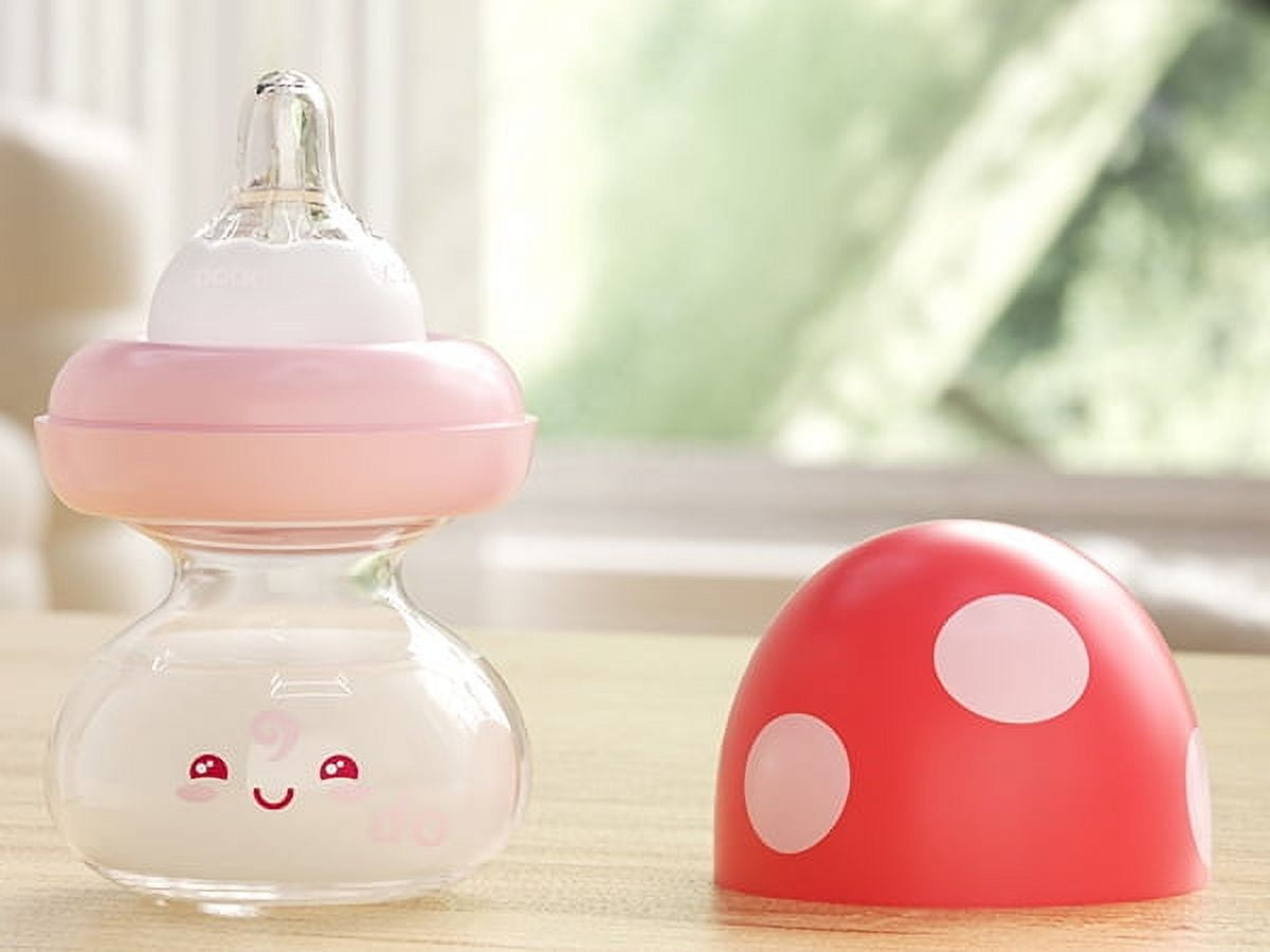 YOHKOH 80ml/2.7oz Newborn Glass Baby Bottles Set,with Slow Flow Nipple,4-Pack,Red