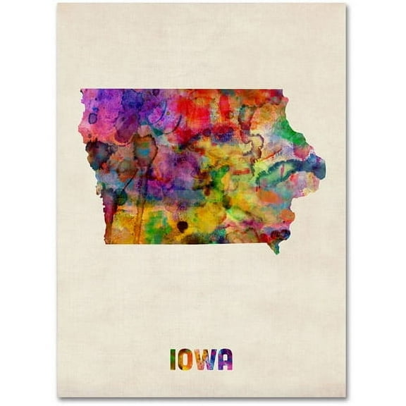 Trademark Fine Art "Iowa Map" Canvas Wall Art by Michael Tompsett