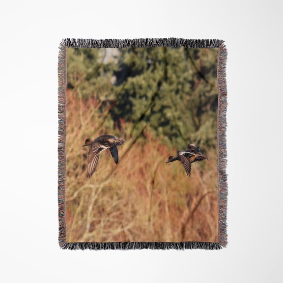 American Wigeons, Commonwealth Lake Park, Beaverton, Oregon, Usa., Woven Blanket