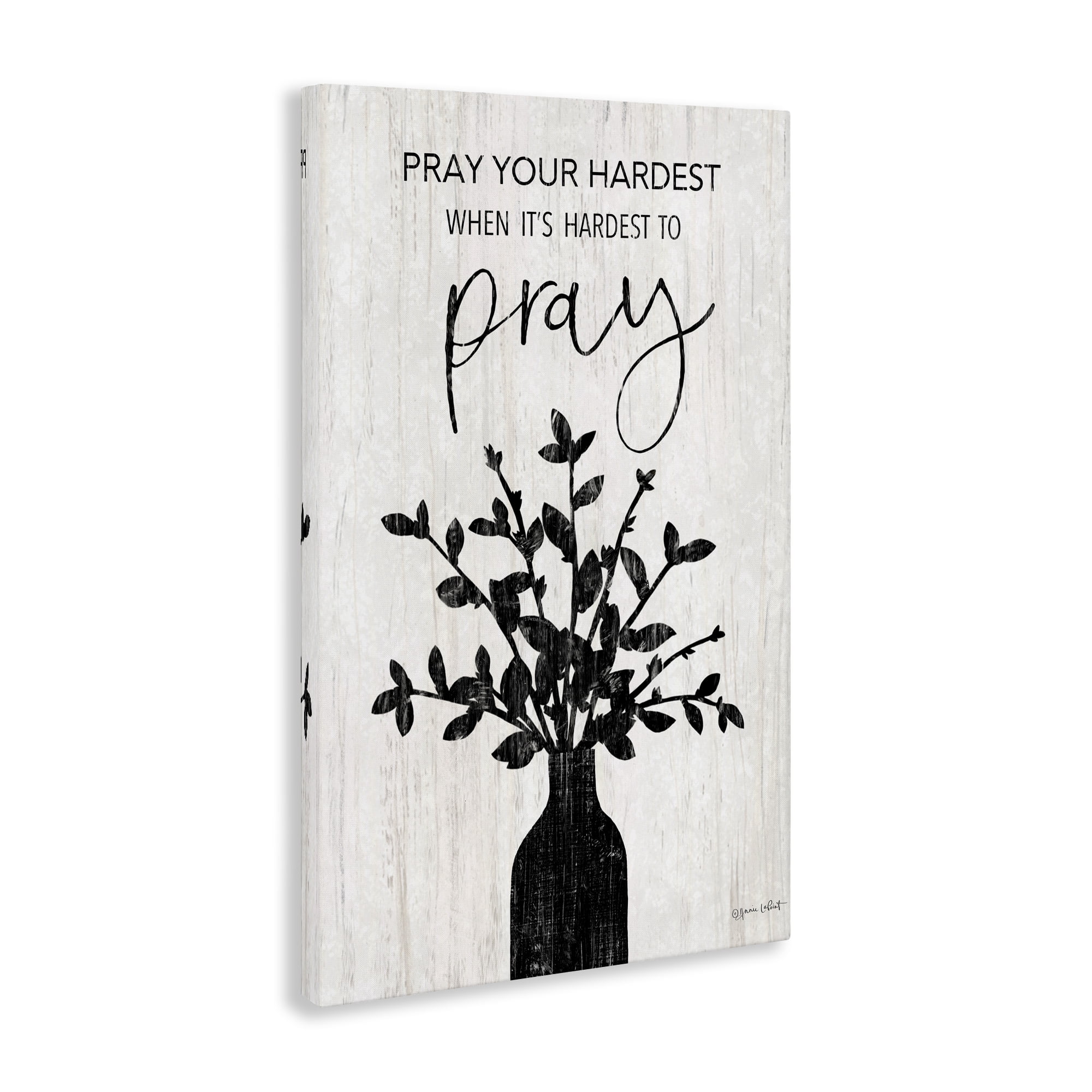 Stupell Industries Pray Your Hardest Religious Painting Gallery Wrapped Canvas Art Print Wall Art, 24 x 36