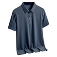 thumbnail image 3 of Sakmal Short Sleeve Polo Shirts Men Button Down Summer Tshirts Gray Business Casual Solid Mens Shirts 3XL, 3 of 4