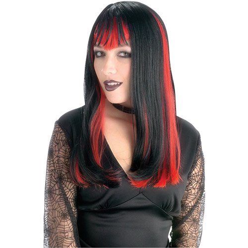 Black Widow Red and Black Wig Adult Halloween Accessory - Walmart.com