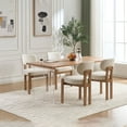 thumbnail image 3 of S-HOME Fabric Upholstered Wooden Dining Chairs Set of 2 in Classic Beige Perfect for Kitchen and Dining Room Décor, 3 of 15