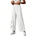 thumbnail image 5 of Lounge Pants for Womens Plus Size Fashion Mid Waist Summer Solid Color Embroidered Loose Casual Pants, 5 of 6