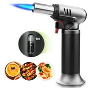 Homitt Blow Torch, Adjustable Flame Refillable Butane Torch with Safety Stopper and Continuous Lock, Kitchen Cooking Torch Lighter for Crafts Cooking BBQ Baking Soldering(Butane Gas Not Included)